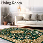 Elaborate Vintage Floral Sunburst Pattern Rug