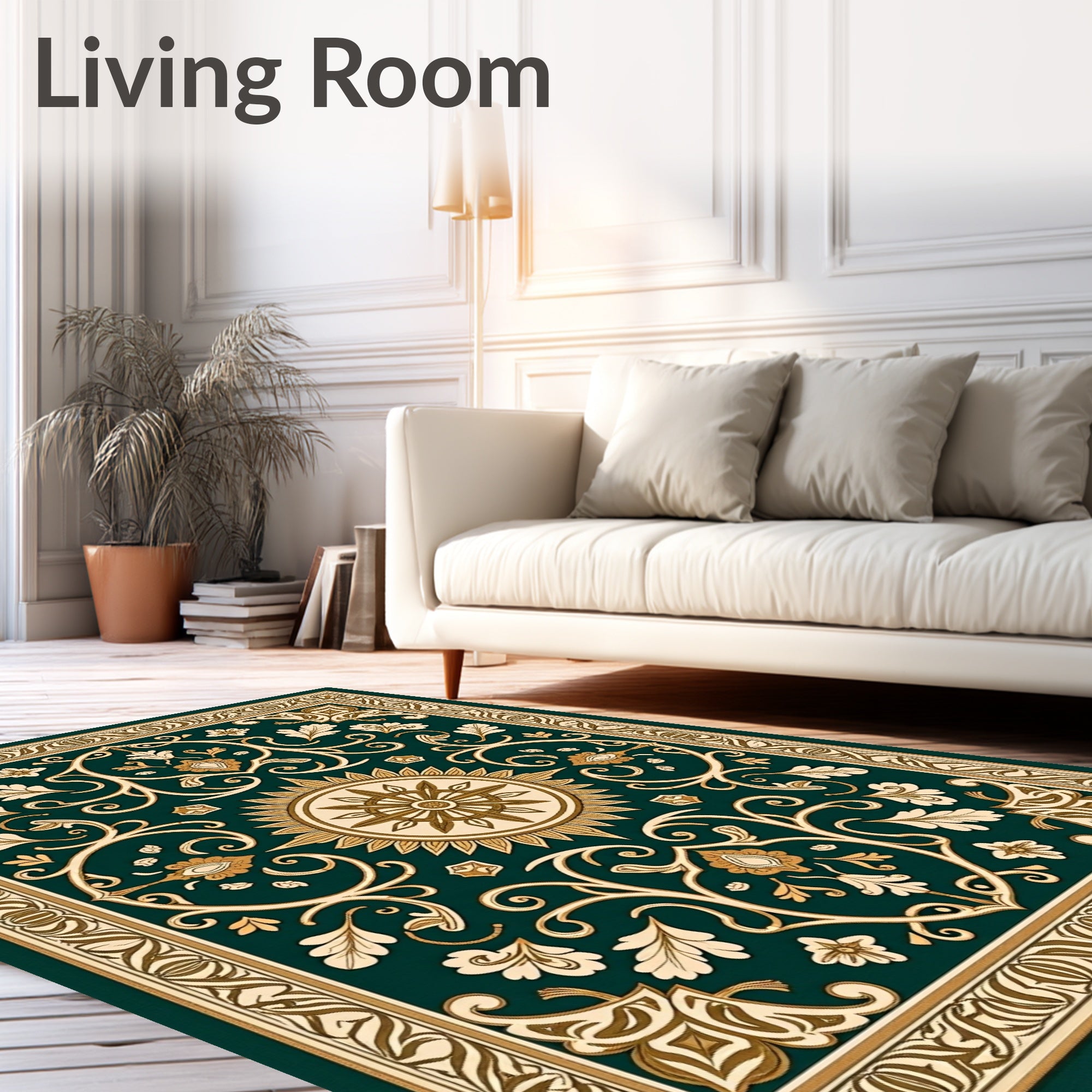 Elaborate Vintage Floral Sunburst Pattern Rug