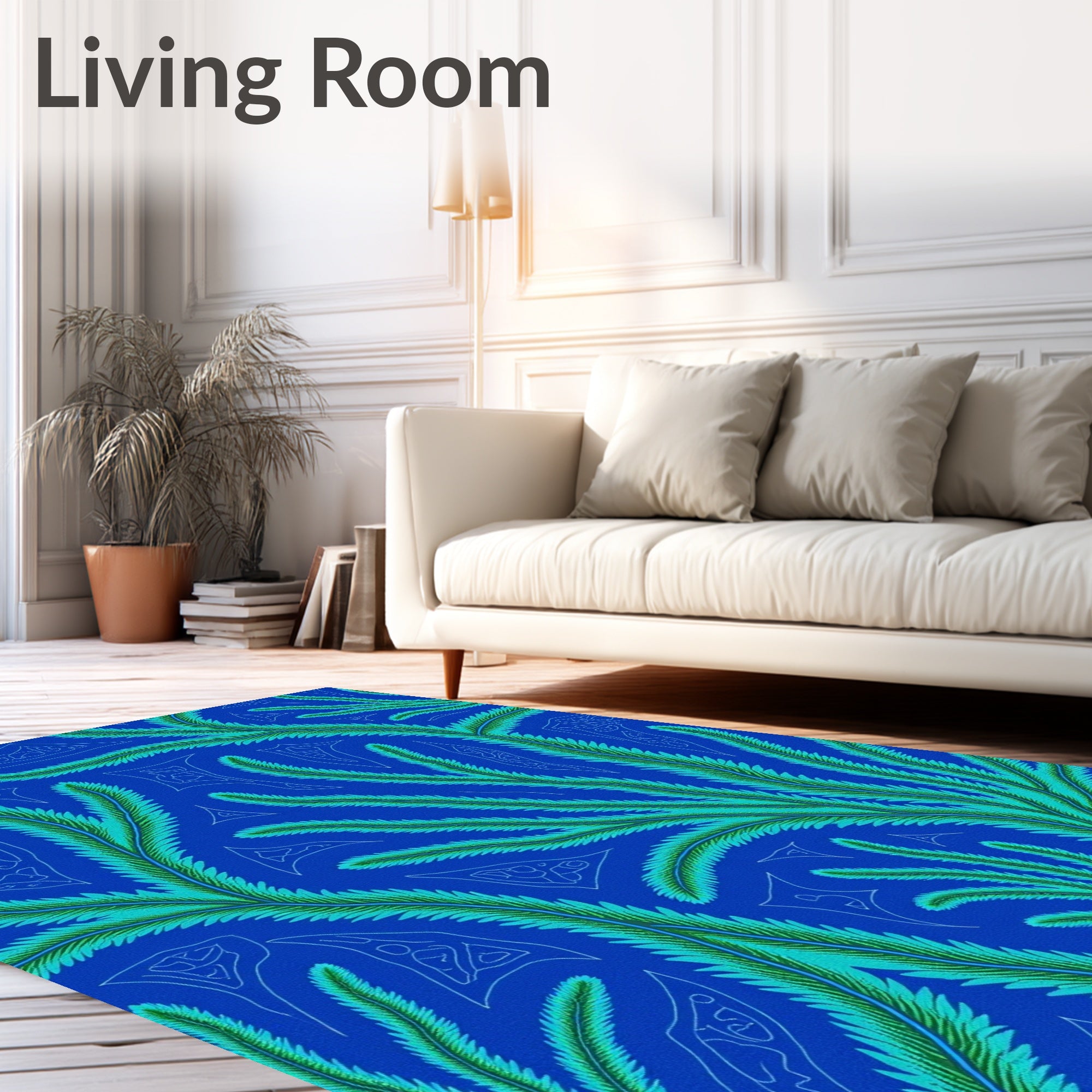 Ocean Fern Leaf Pattern Design Rug