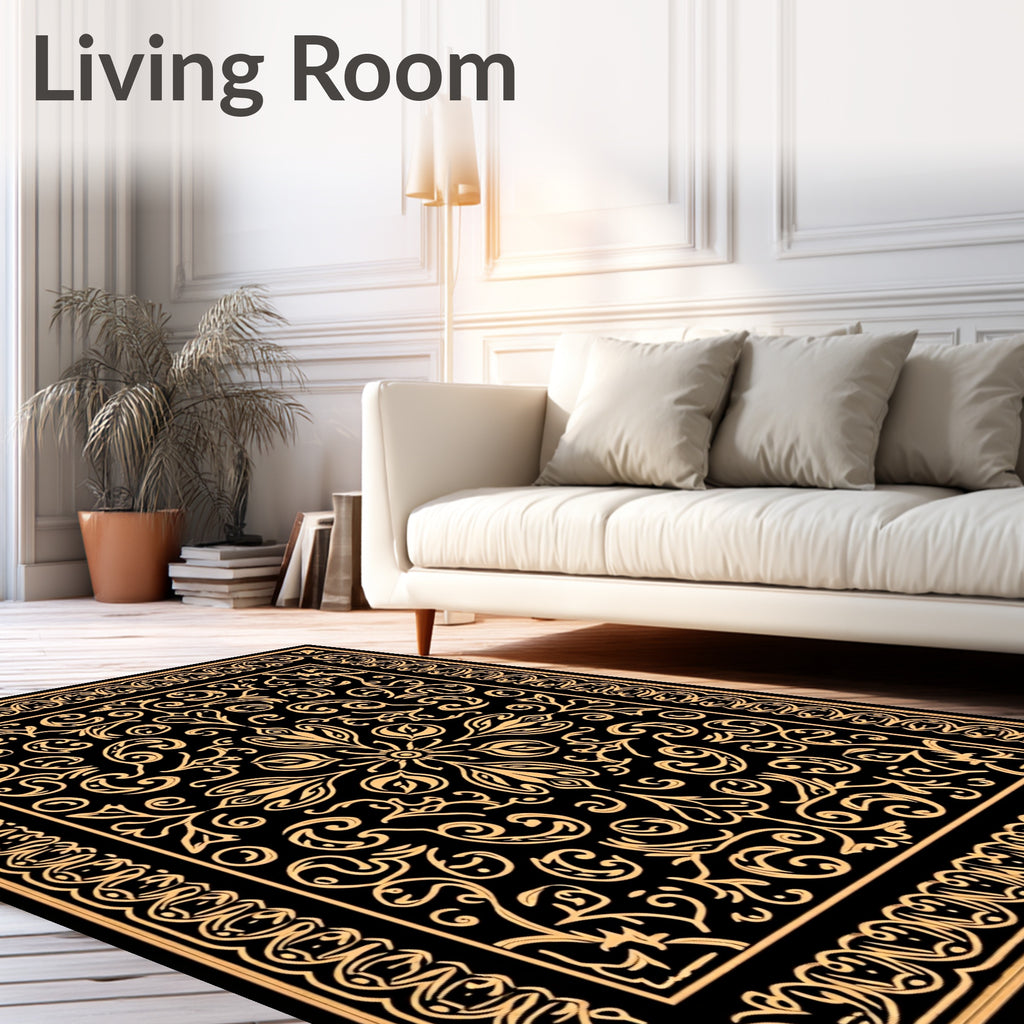 Ornate Floral Scrollwork Pattern Rug