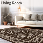 Ornate Floral Brown Cream Rug