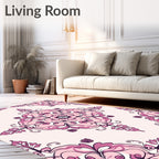Pink Purple Floral Medallion Pattern Rug