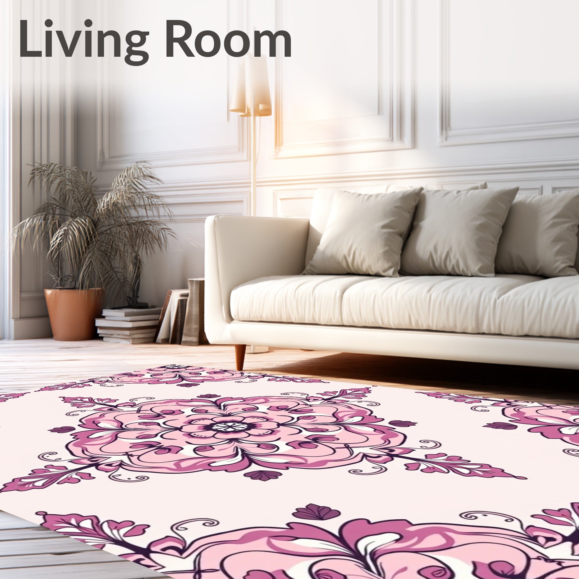 Pink Purple Floral Medallion Pattern Rug