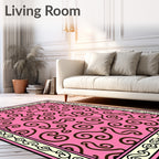 Pink Swirl Pattern Bordered Rug
