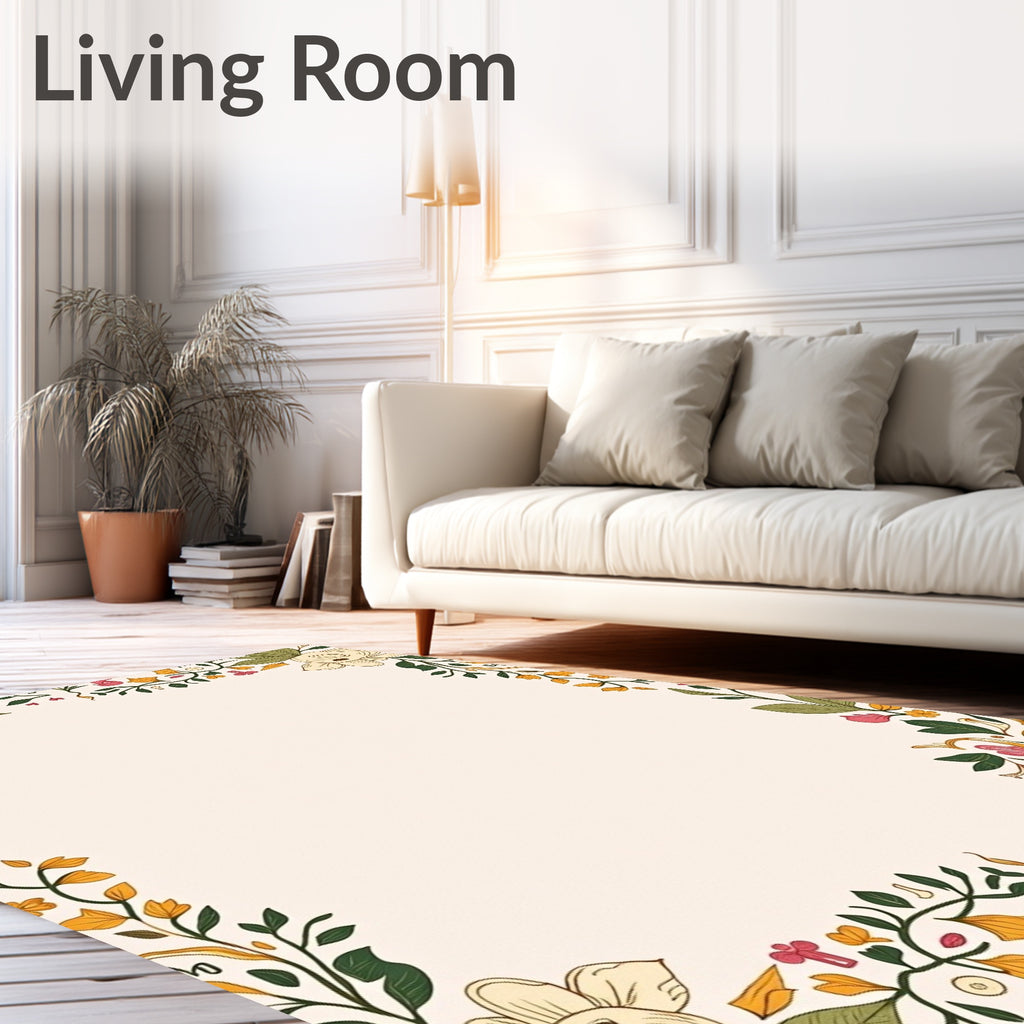 Farmhouse Floral Vines Patterned Rug