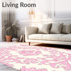 Pink Floral Damask Pattern Rug