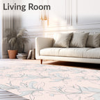 Botanical Sketch Floral Pattern Rug