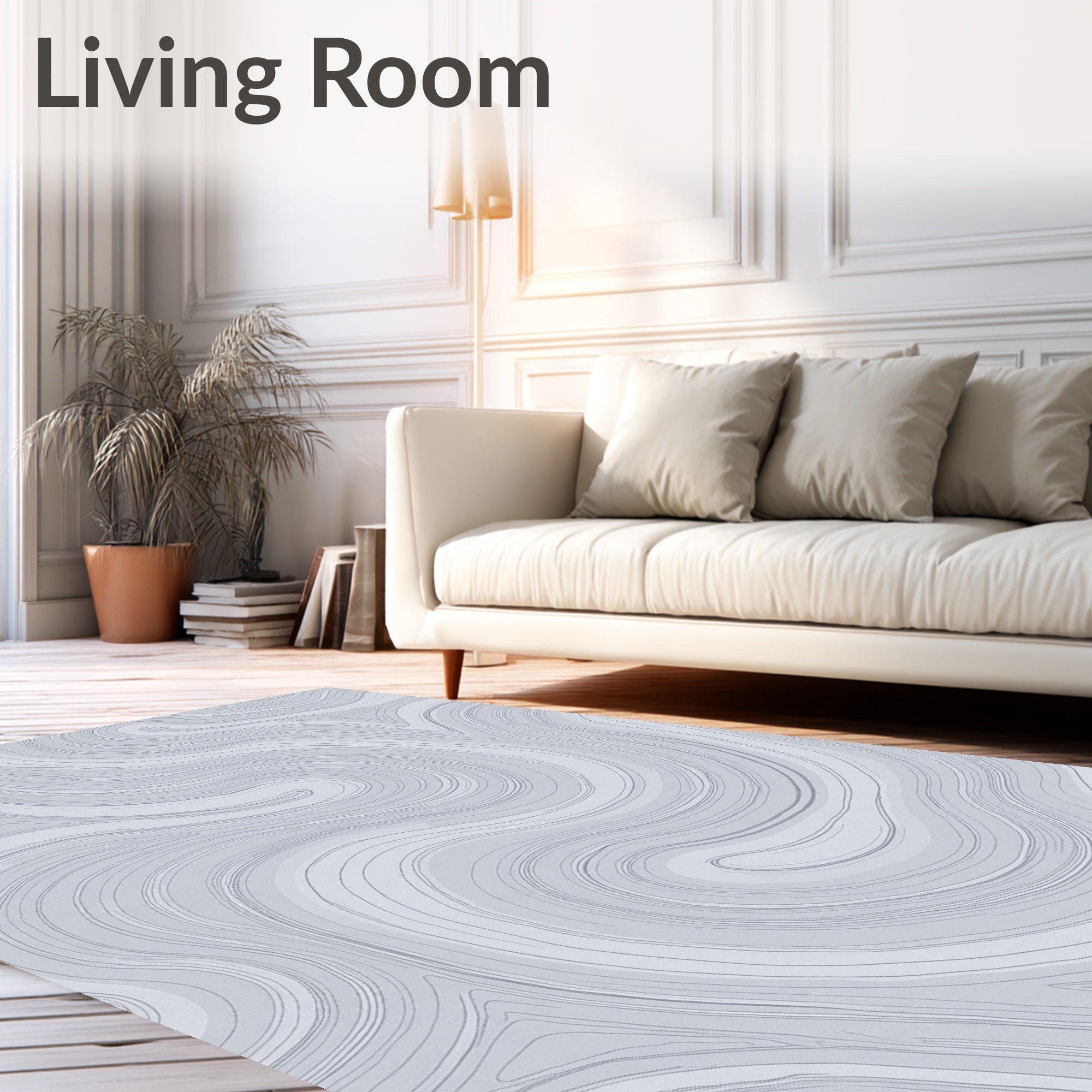 Gray Swirl Abstract Pattern Rug