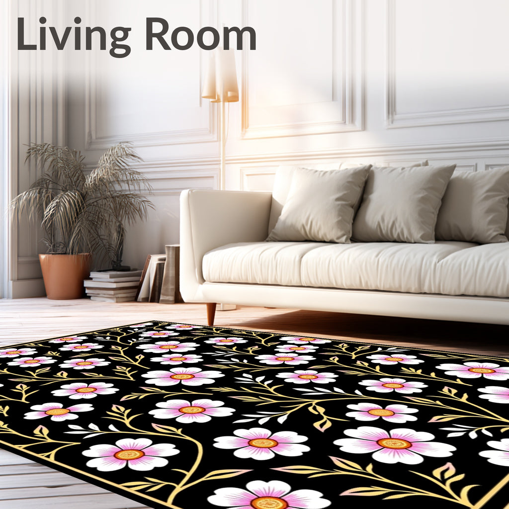 Chic Floral Branches Patterned Rug