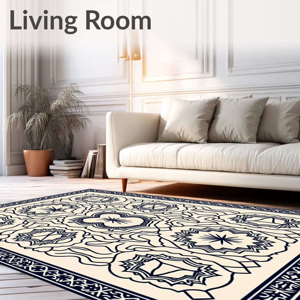Intricate Geometric Symmetrical Medallion Design Rug