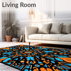 Bold Orange Blue Abstract Pattern Rug