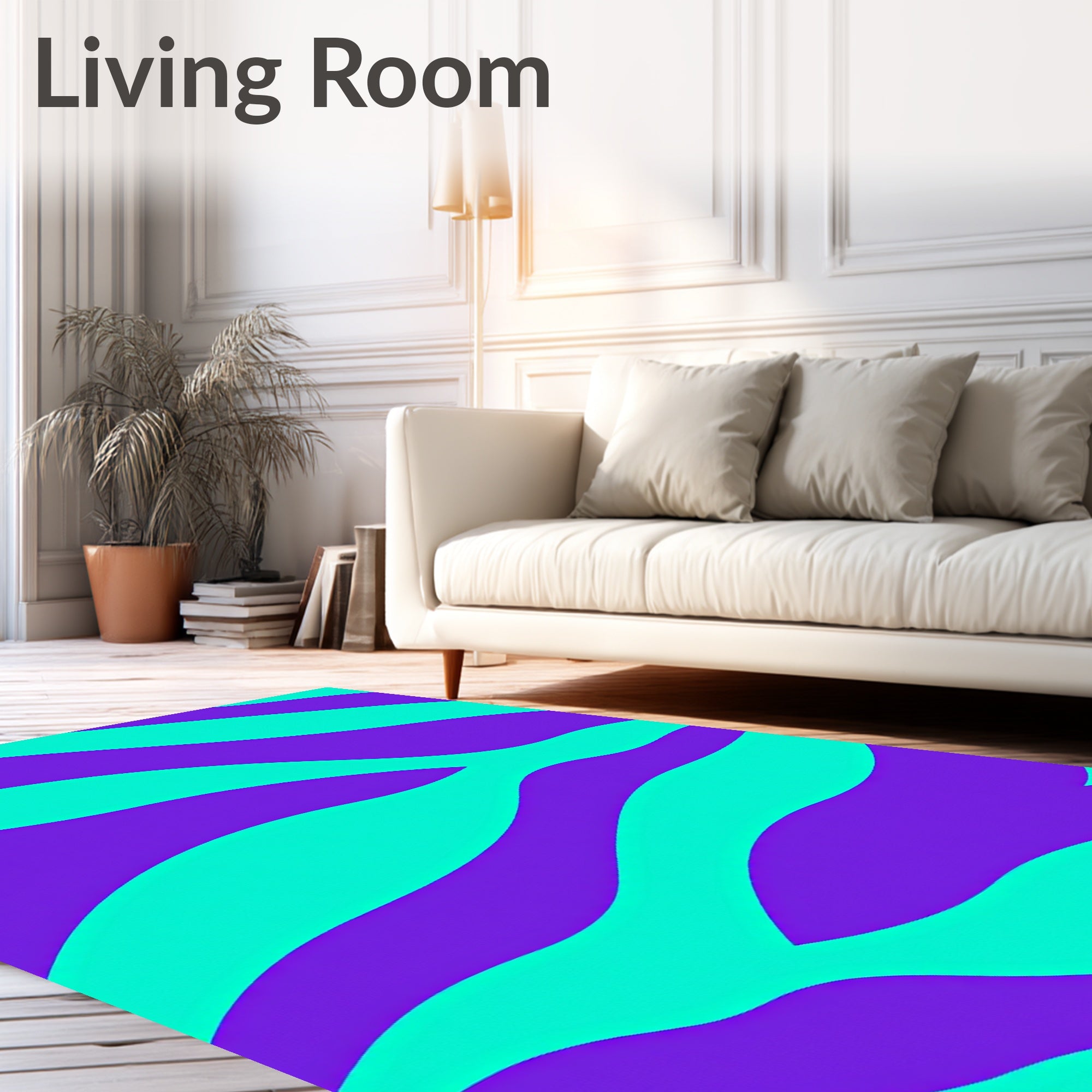 Bold Teal Purple Wavy Stripes Rug