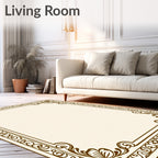 Elegant Scrollwork Floral Border Pattern Rug