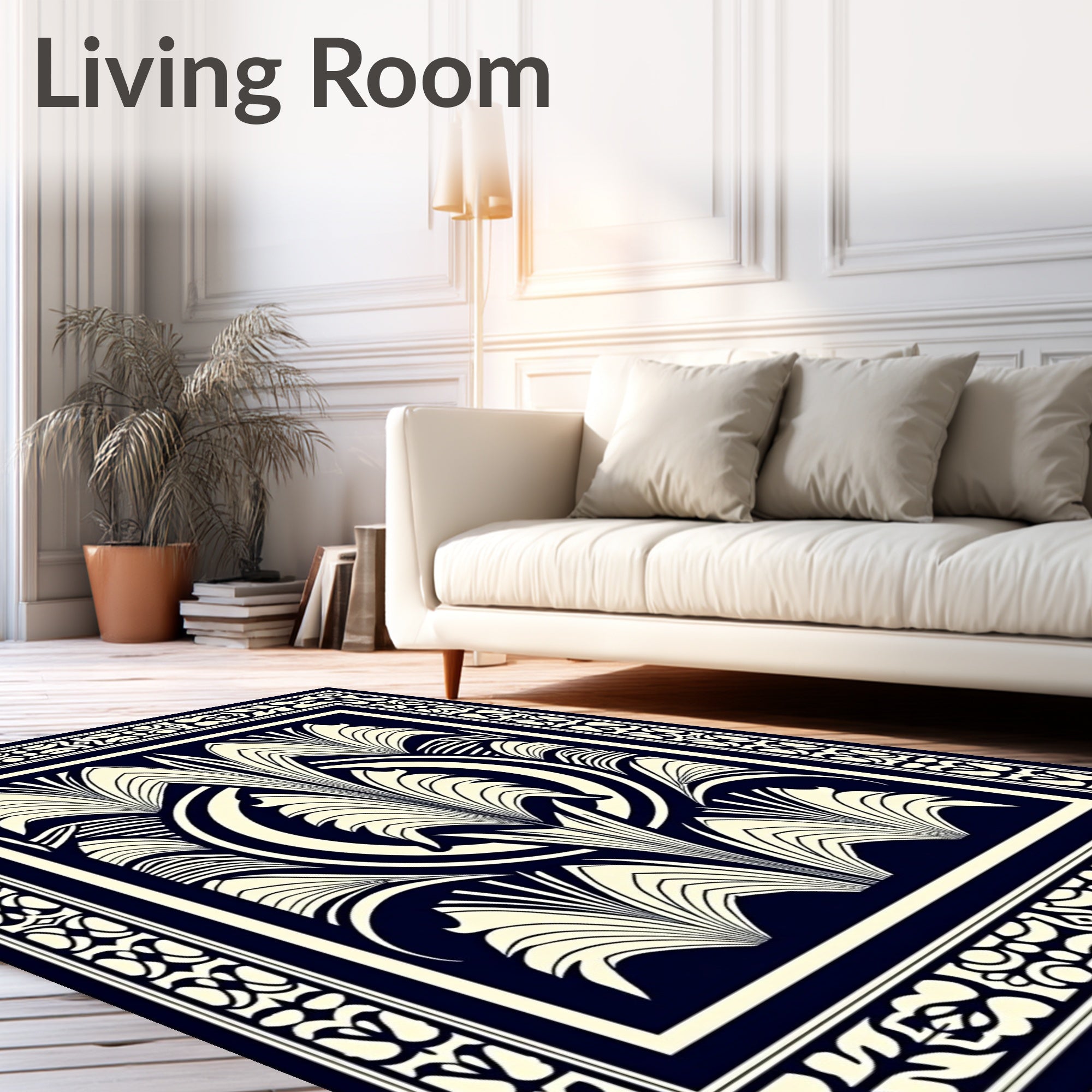 Art Deco Style Floral Pattern Rug