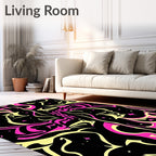 Vibrant Pink Yellow Swirl Pattern Rug