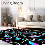 Symmetrical Neon Crystal Pattern Rug