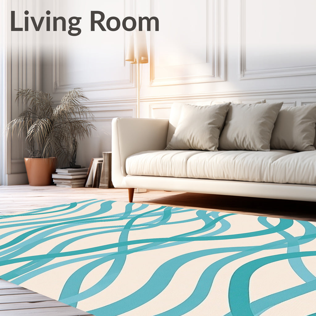 Aqua Wave Pattern Rug