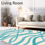 Aqua Wave Pattern Rug