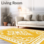 Ornate Damask Scrollwork Geometric Rug