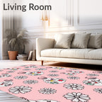 Pink Daisy Perfume Bottle Collage Rug