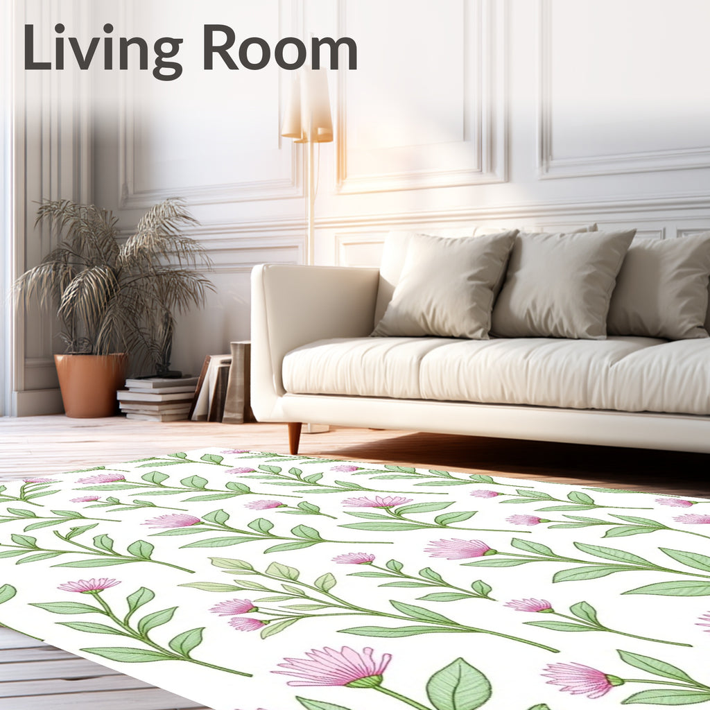 Pink Bloom Botanical Pattern Rug