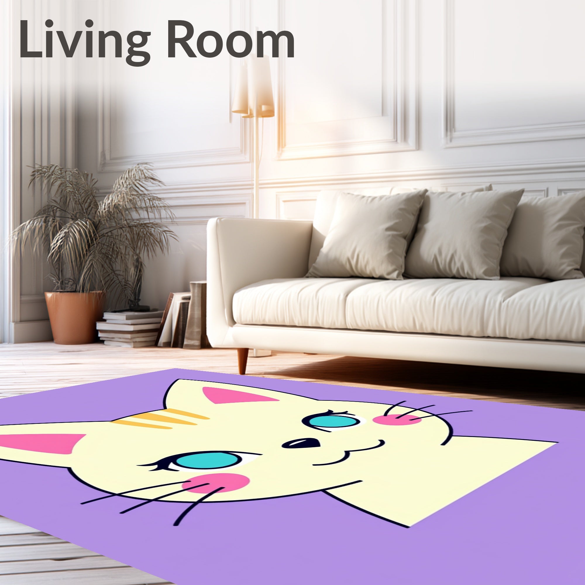 Cute Cat Face Pattern Rug
