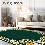 Elegant White Gold Floral Filigree Frame Rug