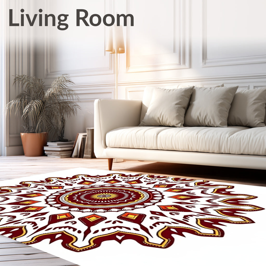 Intricate Mandala Patterned Maroon Rug