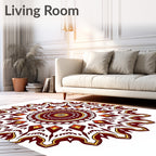 Intricate Mandala Patterned Maroon Rug