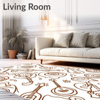 Musical Instruments Whimsical Sketch Pattern Rug