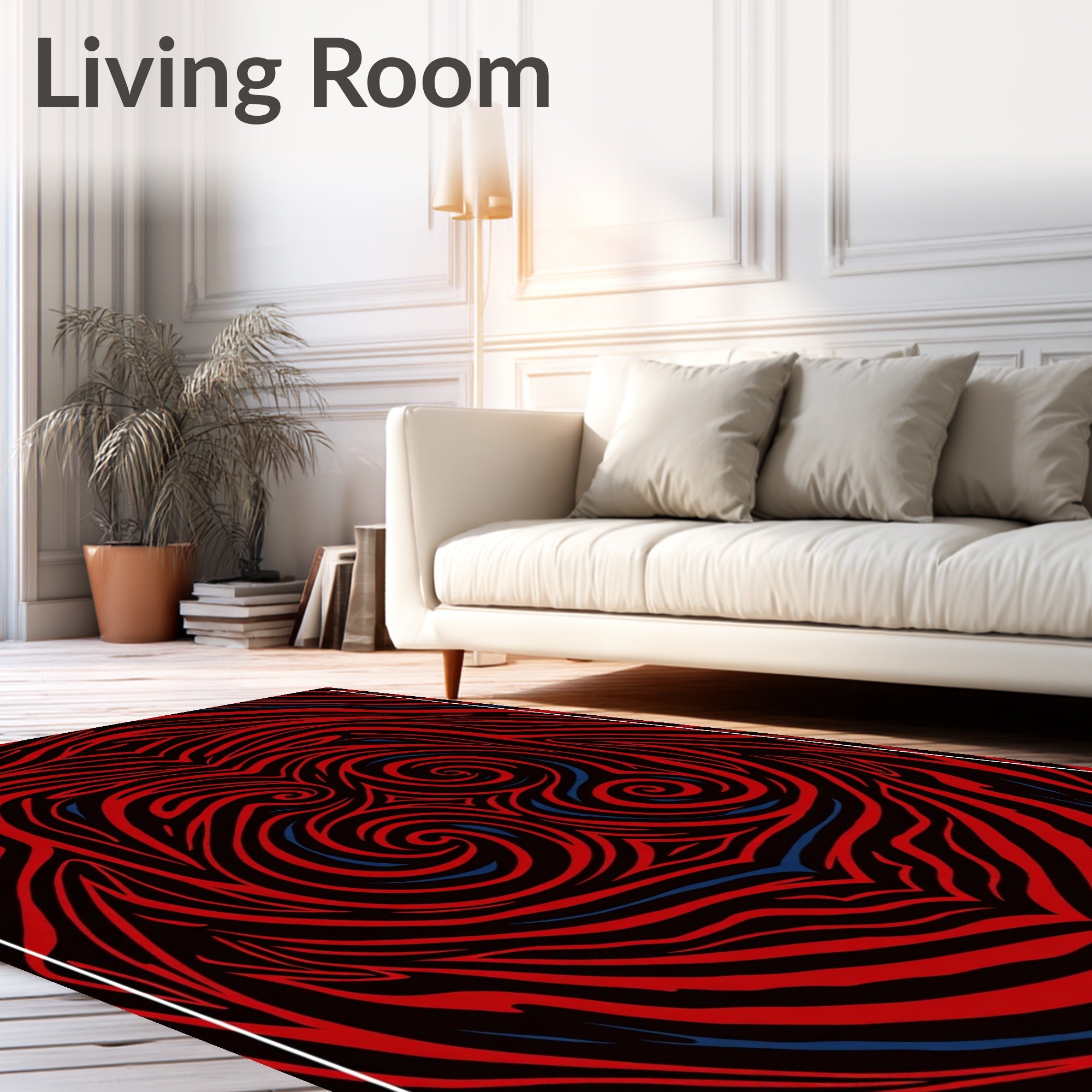 Bold Red Swirl Abstract Pattern Rug
