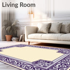 Purple Tan Ornate Flourish Rug