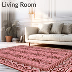 Retro Floral Scroll Pattern Rug