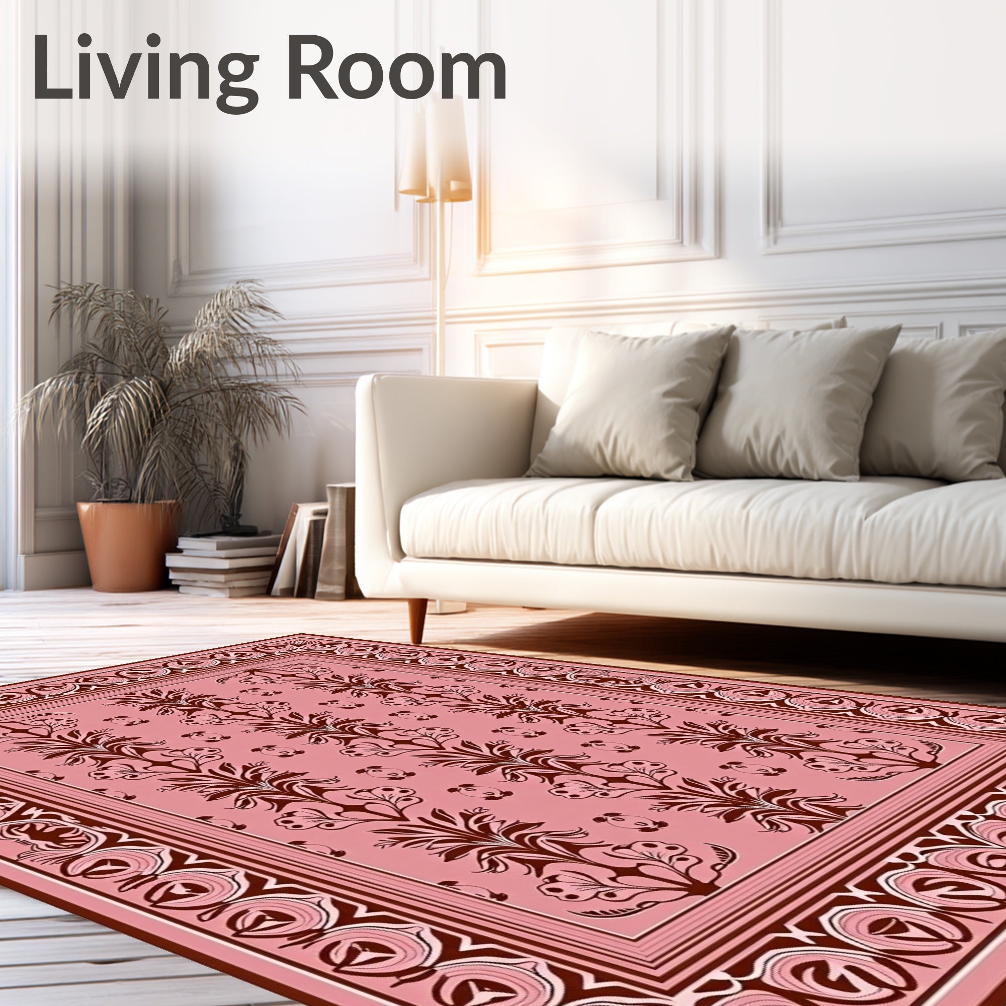 Retro Floral Scroll Pattern Rug