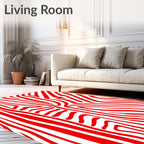 Bold Red Zebra Stripes Textural Rug