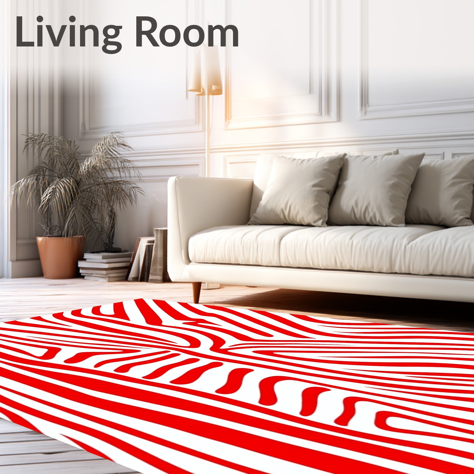 Bold Red Zebra Stripes Textural Rug