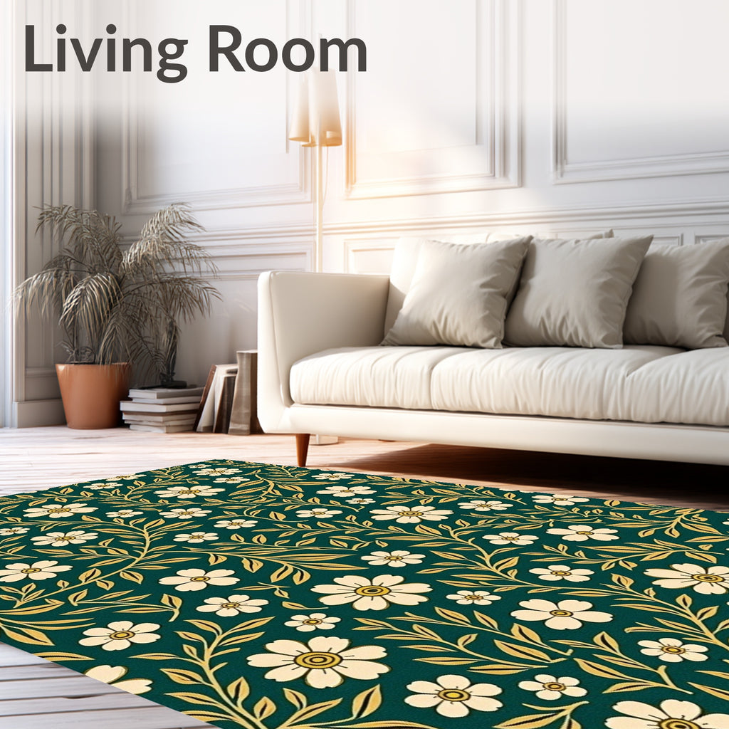 Vintage Floral Vine Pattern Tile Rug