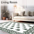 Ornate Black White Paisley Pattern Rug