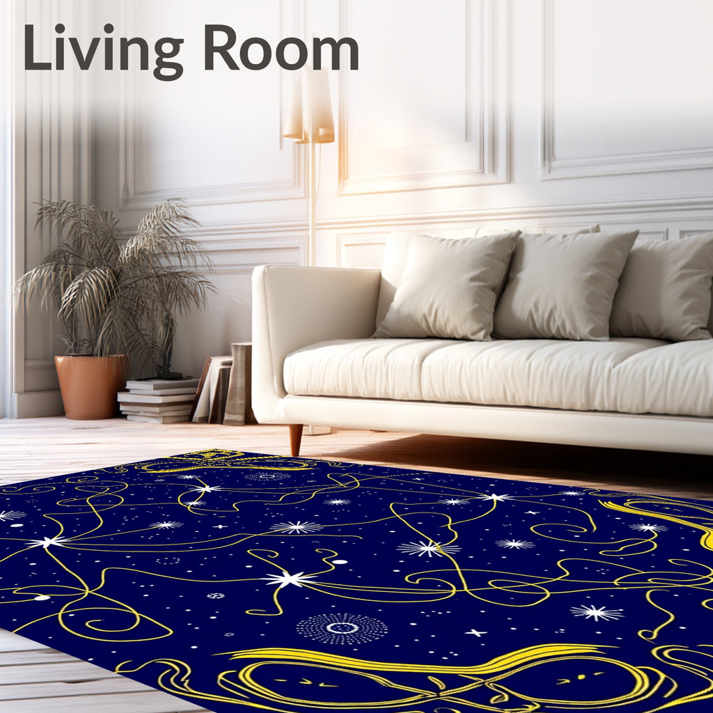 Celestial Swirls With Starburst Accents Rug