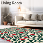 Bold Red And Green Geometric Maze Rug