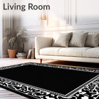 Ornate Floral Scrollwork Frame Design Rug
