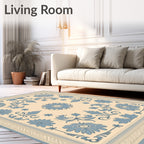 Pale Blue Floral Scrollwork Rug