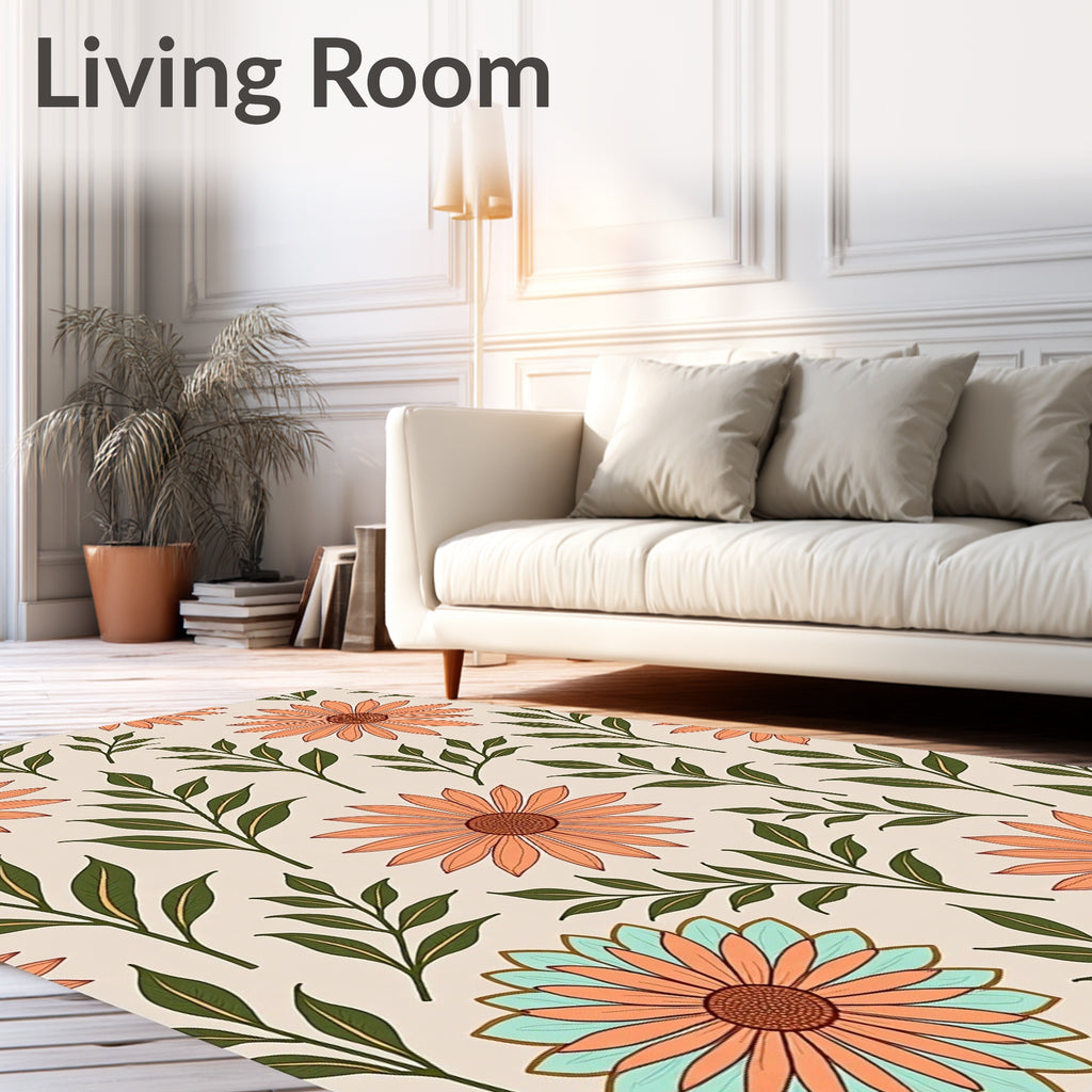 Floral And Leaf Pattern Design Rug
