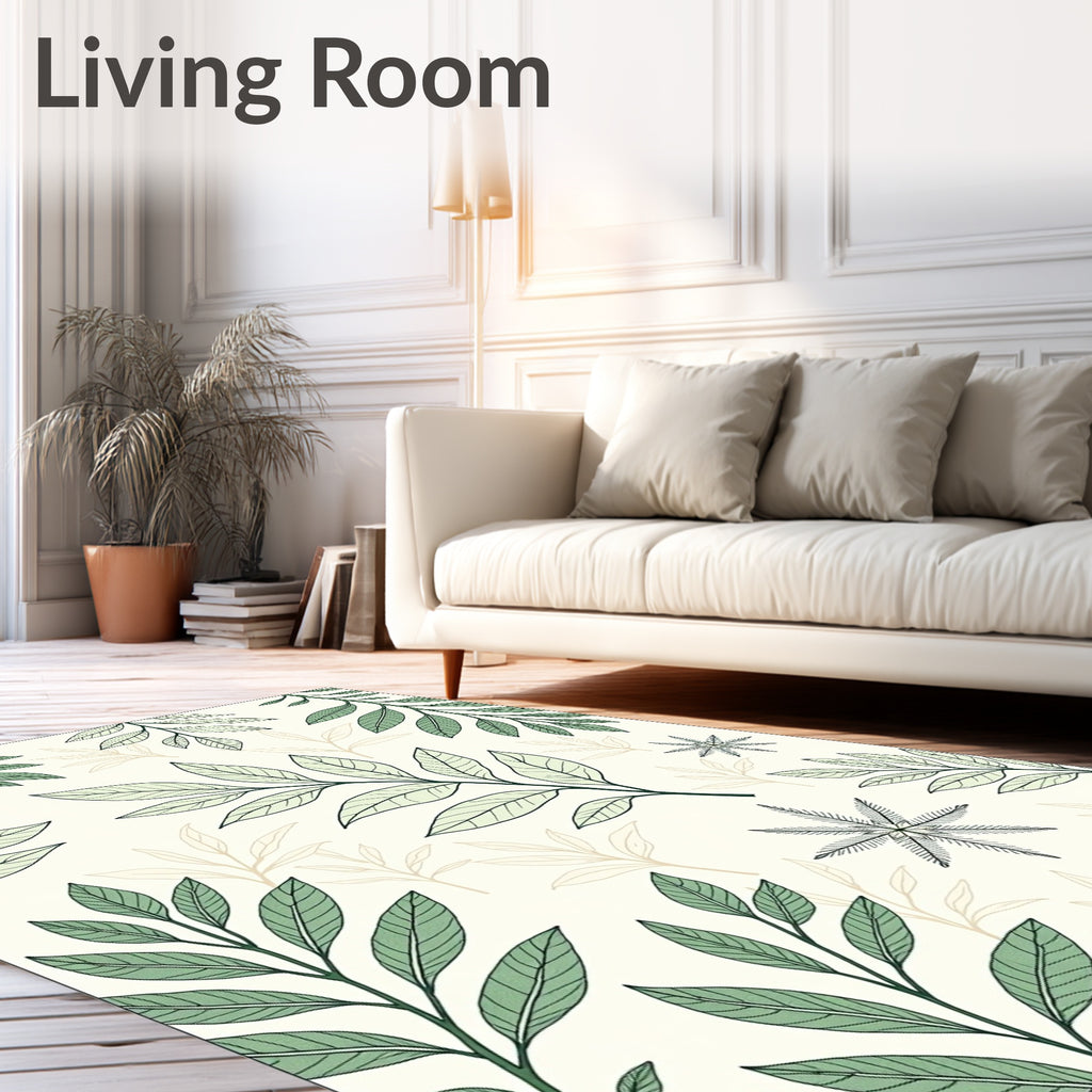 Green Leaf Botanical Pattern Rug