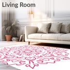 Pink Mandala Floral Pattern Rug