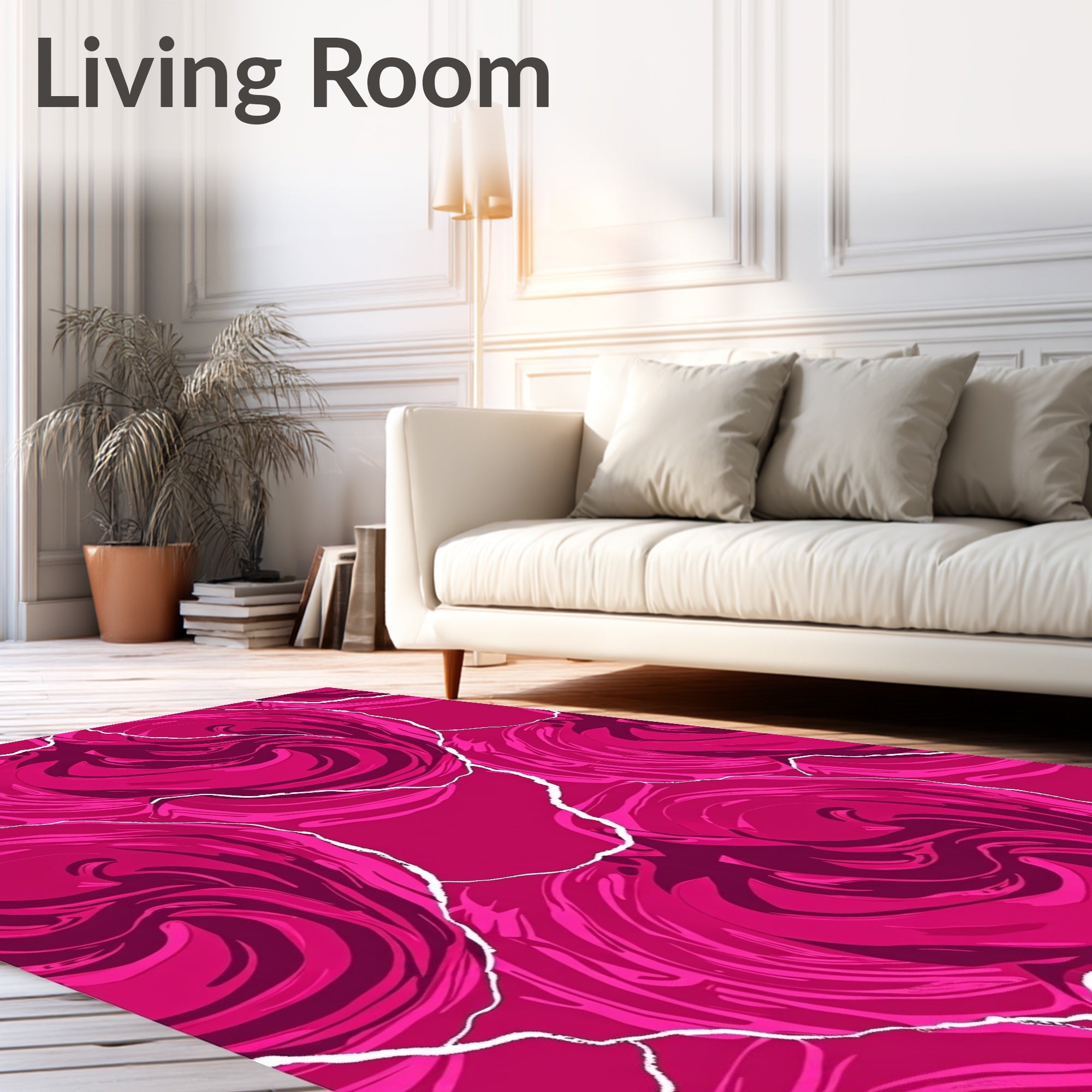 Fuchsia Petal Swirl Pattern Rug