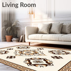 Elegant Tan and Brown Floral Pattern Rug