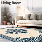 Ornate Floral Medallion Border Pattern Rug