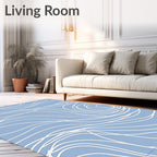 Serene Blue White Swirl Pattern Rug