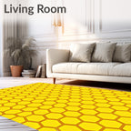 Golden Honeycomb Geometric Pattern Rug